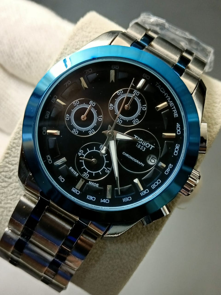 Chronograph Watch With Stainless Chain - Blue image