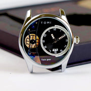 Tomi – FaceGear – Dual Strap –Sliver Bazel with Dark Black Dial image 2