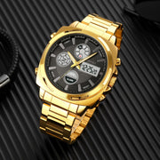 Original SKM Four Faces Gold chain With Black Dial image 3