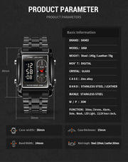 Original SKM Black Chain Square Dual time image 9