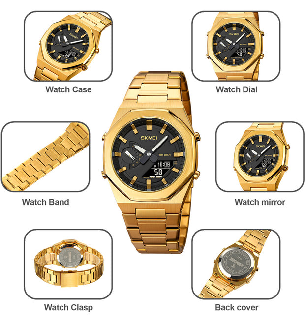 Original SKM World Time Watch Gold image 4