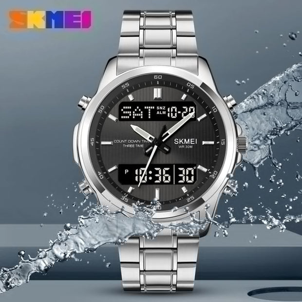 Original SKM Two Faces Silver Chain With Black dial image 1