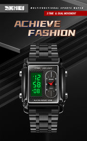 Original SKM Black Chain Square Dual time image 8