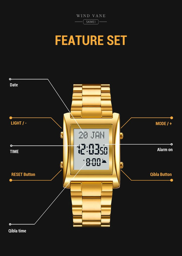 Original SKM Qibla Watch Square Gold  Colour image 6