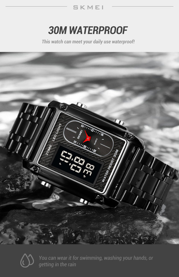 Original SKM Black Chain Square Dual time image 4