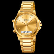 Original SKM latest Dual time Gold Chain With Gold Dial image 3