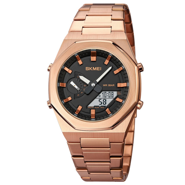 Original SKM World Time Watch Silver Rose Gold image 1