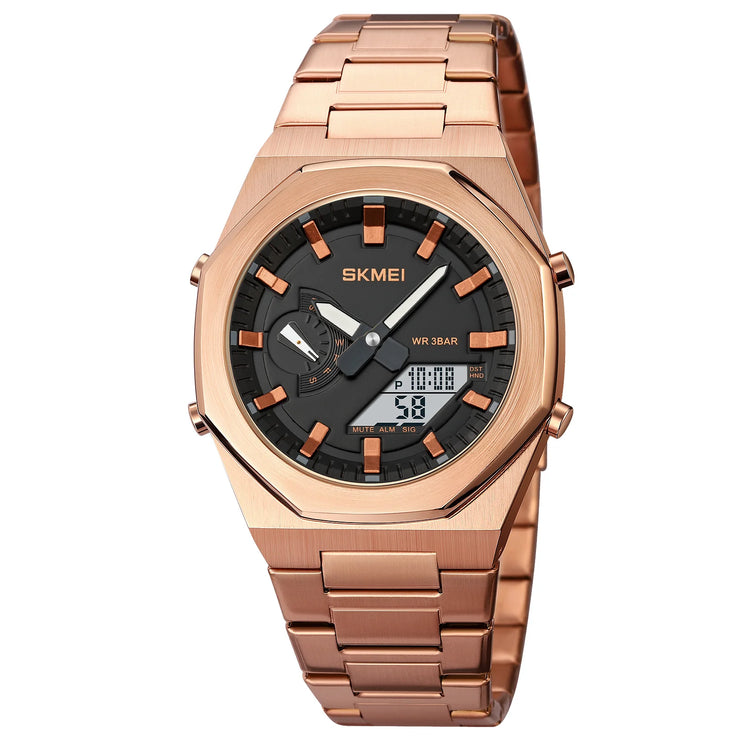 Original SKM World Time Watch Silver Rose Gold image 1