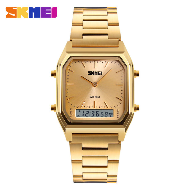 Original Skmei Dual time Gold Cold Full steel image 2