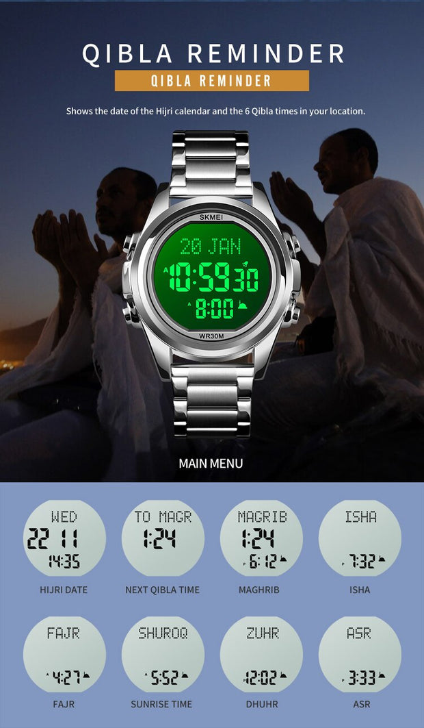 Original SKM Qibla Watch Sliver Colour image 2