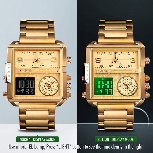 Original SKM Triple  Time Watch Gold Square image 4