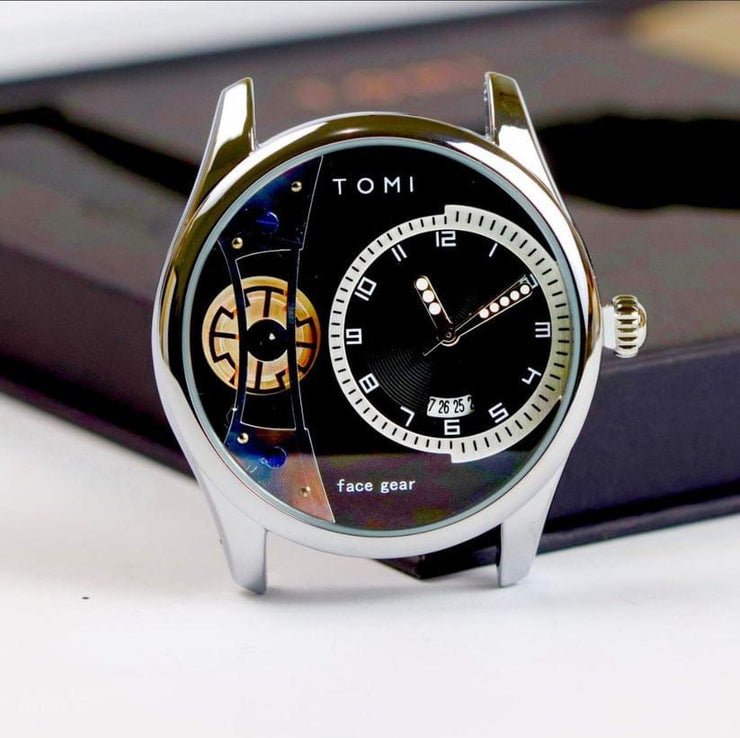 Tomi – FaceGear – Dual Strap –Sliver Bazel with Dark Black Dial image 0