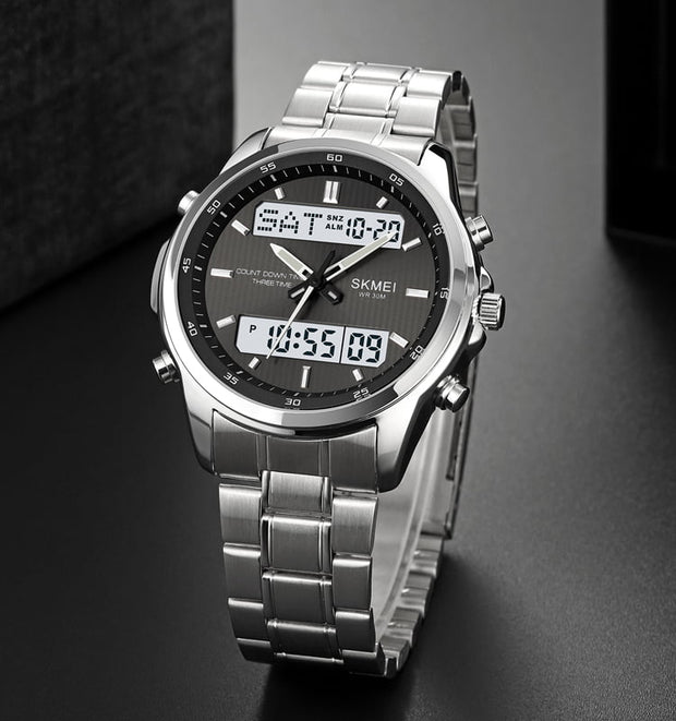 Original SKM Two Faces Silver Chain With Black dial image 6