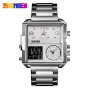 Original SKM Triple  Time Watch Silver Sqaure image 0