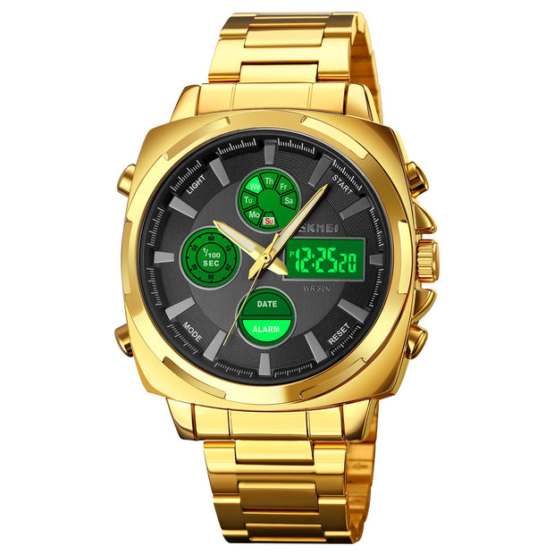 Original SKM Four Faces Gold chain With Black Dial image 2