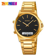 Original SKM latest Dual time Gold Chain With Black Dial image 4