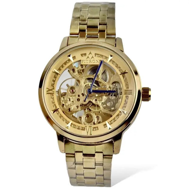 Skeleton Automatic Watch Golden  Chain  With  golden Dial