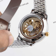 Skeleton Automatic Watch Two tone Chain  With  golden Dial