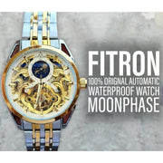 Skeleton Automatic Watch sun moon phase Two chain With White dial