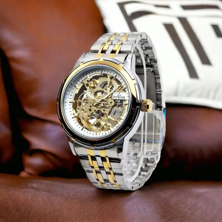 Skeleton Automatic Watch Two chain With White dial ( N design)