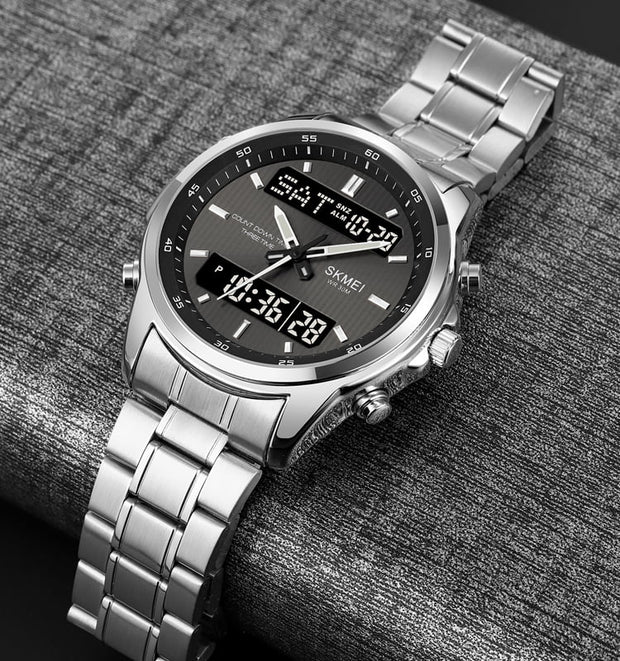 Original SKM Two Faces Silver Chain With Black dial image 2