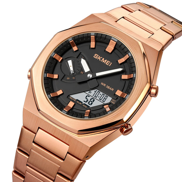 Original SKM World Time Watch Silver Rose Gold image 2