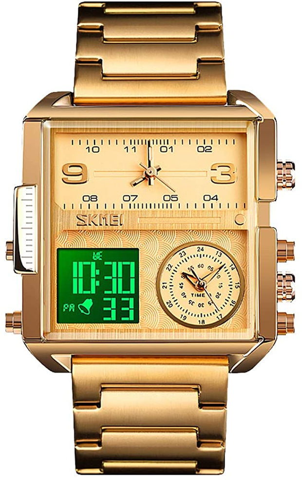 Original SKM Triple  Time Watch Gold Square image 1