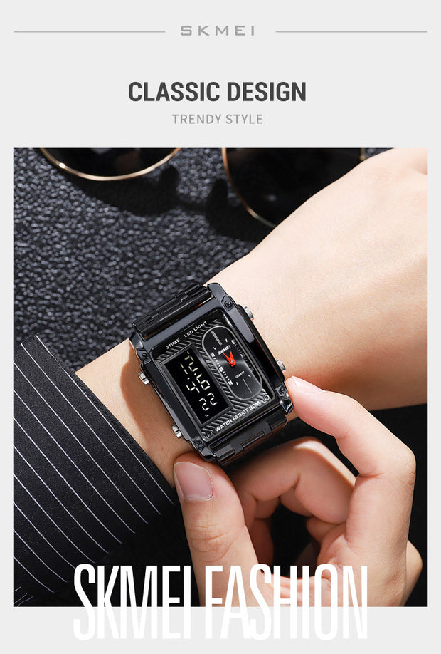 Original SKM Black Chain Square Dual time image 6