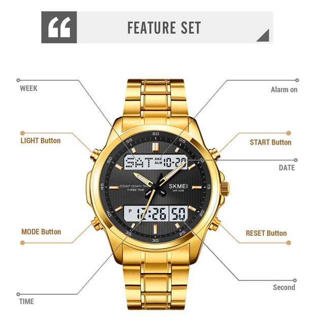 Original SKM Two Faces Golden Chain With Black dial image 4