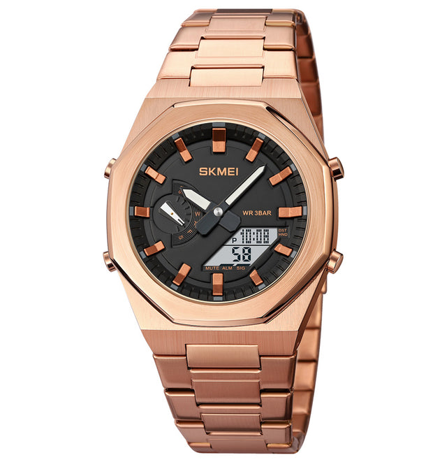 Original SKM World Time Watch Silver Rose Gold image 5