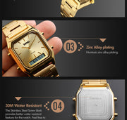 Original Skmei Dual time Gold Cold Full steel image 5