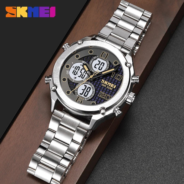 Original SKM Three Faces Silver Chain With Black dial image 3