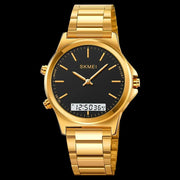 Original SKM latest Dual time Gold Chain With Black Dial image 1